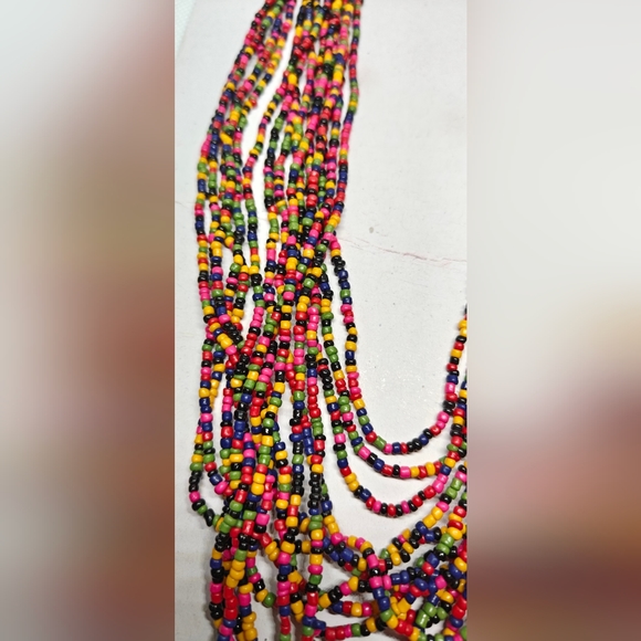 Ethnic Multi Strand Braided Beads Beaded Chunky Statement Necklace and Necklace - Picture 8 of 10